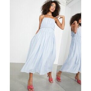 ASOS Edition Cami Midi Dress Seam Details Pale Blue NWT Sz 10